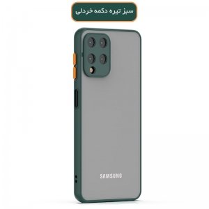 کاور و قاب گوشی مناسب برای Samsung Galaxy A22 4G هیبریدی دکمه رنگی مدل پشت مات محافظ لنزدار