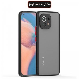 کاور و قاب گوشی مناسب برای Xiaomi MI 11 Lite هیبریدی دکمه رنگی مدل پشت مات محافظ لنزدار.jpg