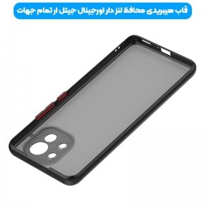 کاور و قاب گوشی مناسب برای Xiaomi MI 11 Lite هیبریدی دکمه رنگی مدل پشت مات محافظ لنزدار.jpg