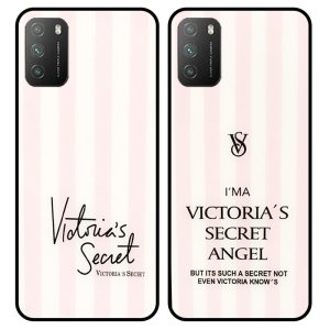 قاب پشت گلس دخترانه مدل ویکتوریا سیکرت برای گوشی Xiaomi Poco M3 طرحدار فانتزی آنجل و بیوتی Victoria Arrival Glass case