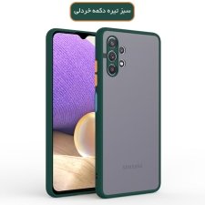 کاور و قاب گوشی مناسب برای Samsung Galaxy A32 5G هیبریدی دکمه رنگی مدل پشت مات محافظ لنزدار