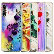 قاب گوشی دخترانه سامسونگ Samsung A50/A30S مدل ماربل پام پام زنجیردار