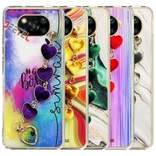 قاب گوشی دخترانه شیائومی Xiaomi Poco X3 / Pro مدل ماربل پام پام زنجیردار
