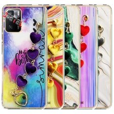 قاب گوشی دخترانه شیائومی Xiaomi Poco X3 GT مدل ماربل پام پام زنجیردار