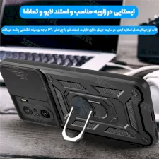 قاب کشویی رباتی مدل آهنربایی هولدردار برای گوشی Xiaomi Poco F3 طرح اسلاید آرمور