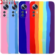 قاب سیلیکونی رنگین کمانی گوشی Xiaomi 12 Pro مدل زیر بسته محافظ لنزدار (ویتنامی اورجینال)