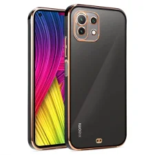 قاب اورجینال الکتروپلیتینگ Xiaomi MI 11 Lite مدل دور طلایی پشت شفاف