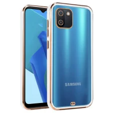 قاب اورجینال الکتروپلیتینگ Samsung Galaxy A03 مدل دور طلایی پشت شفاف