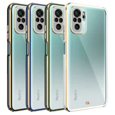 قاب اورجینال الکتروپلیتینگ (Xiaomi (Redmi Note 10 4G / 10S / POCO M5S مدل دور طلایی پشت شفاف