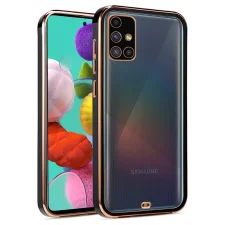 قاب اورجینال الکتروپلیتینگ Samsung Galaxy A51 مدل دور طلایی پشت شفاف