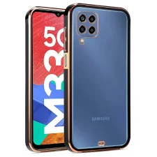 قاب اورجینال الکتروپلیتینگ Samsung Galaxy M33 مدل دور طلایی پشت شفاف