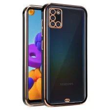 قاب اورجینال الکتروپلیتینگ Samsung Galaxy A31 مدل دور طلایی پشت شفاف