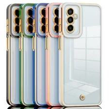 قاب اورجینال الکتروپلیتینگ Samsung Galaxy A04S مدل دور طلایی پشت شفاف