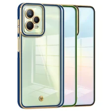 قاب اورجینال الکتروپلیتینگ Xiaomi Redmi Note 12 Pro 5G مدل دور طلایی پشت شفاف