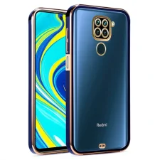 قاب اورجینال الکتروپلیتینگ Xiaomi Redmi Note 9 مدل دور طلایی پشت شفاف
