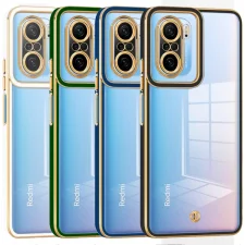 قاب اورجینال الکتروپلیتینگ Xiaomi Poco F3 مدل دور طلایی پشت شفاف