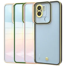 قاب اورجینال الکتروپلیتینگ Xiaomi Redmi A1 Plus / A2 Plus مدل دور طلایی پشت شفاف