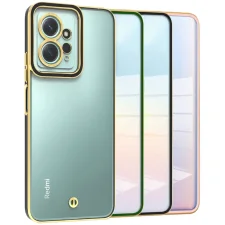 قاب اورجینال الکتروپلیتینگ Xiaomi Redmi Note 12 4G مدل دور طلایی پشت شفاف
