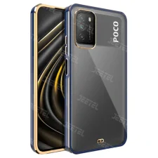 قاب اورجینال الکتروپلیتینگ Xiaomi Poco M3 مدل دور طلایی پشت شفاف