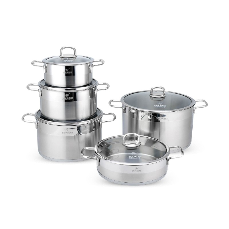 سرویس قابلمه استیل 10 پارچه لایف اسمایل مدل LIFEP12-10