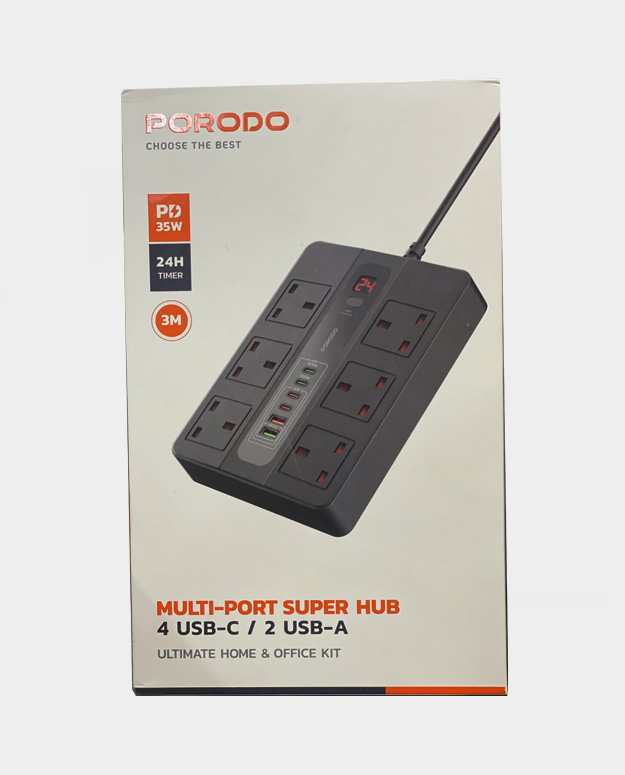 چند راهی تایمر دار پورودو Porodo Multiport hub PD-FECH009-BK