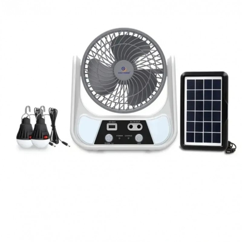 پنکه شارژی با لامپ و پنل خورشیدی مدل EP-606