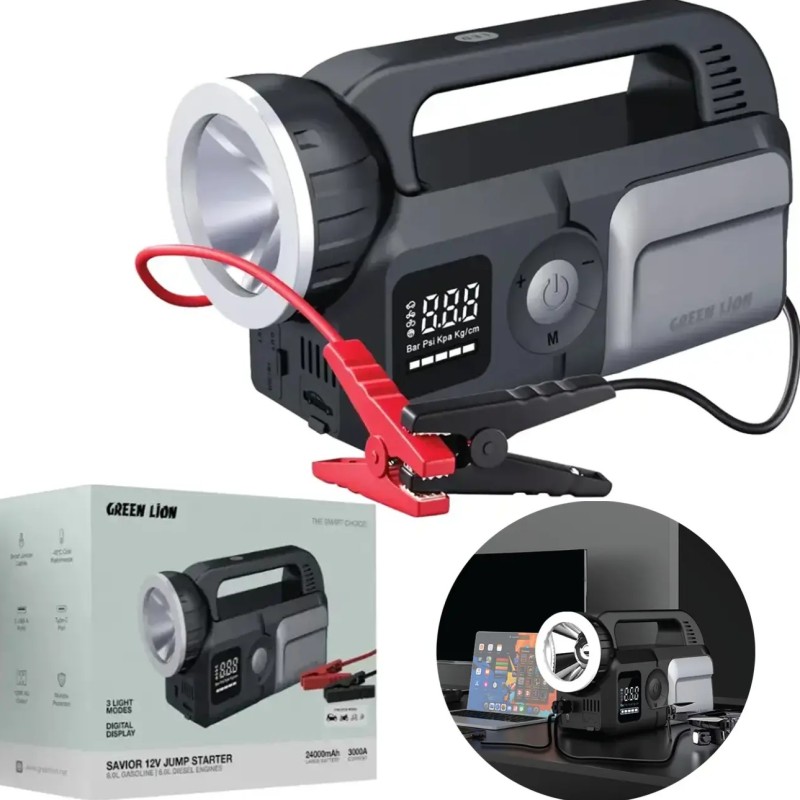 جامپ استارتر، پاور بانک و پمپ باد گرین لاین Green Lion GNSAVRJSGY GL-JX33