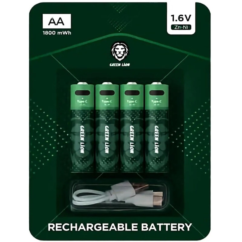 باتری قلمی قابل شارژ گرین لاین مدل Green Lion Rechargeable Battery AA 1800 mWh