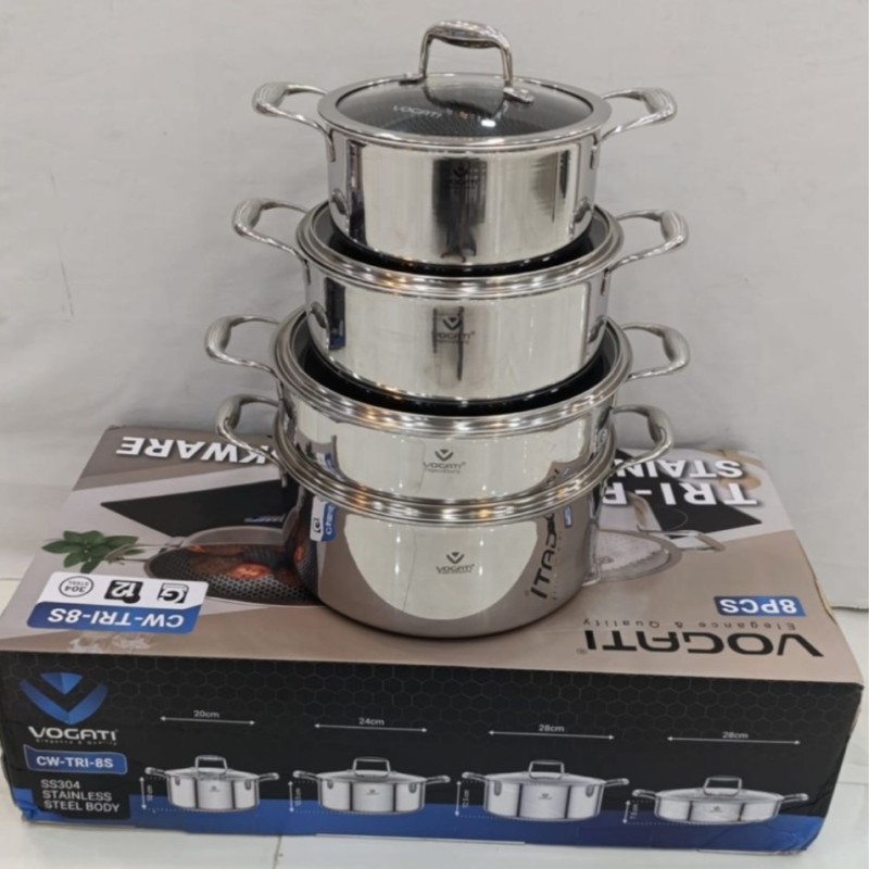 سرویس قابلمه ووگاتی استیل کف لیزری مدل  CW-TRI-8S
