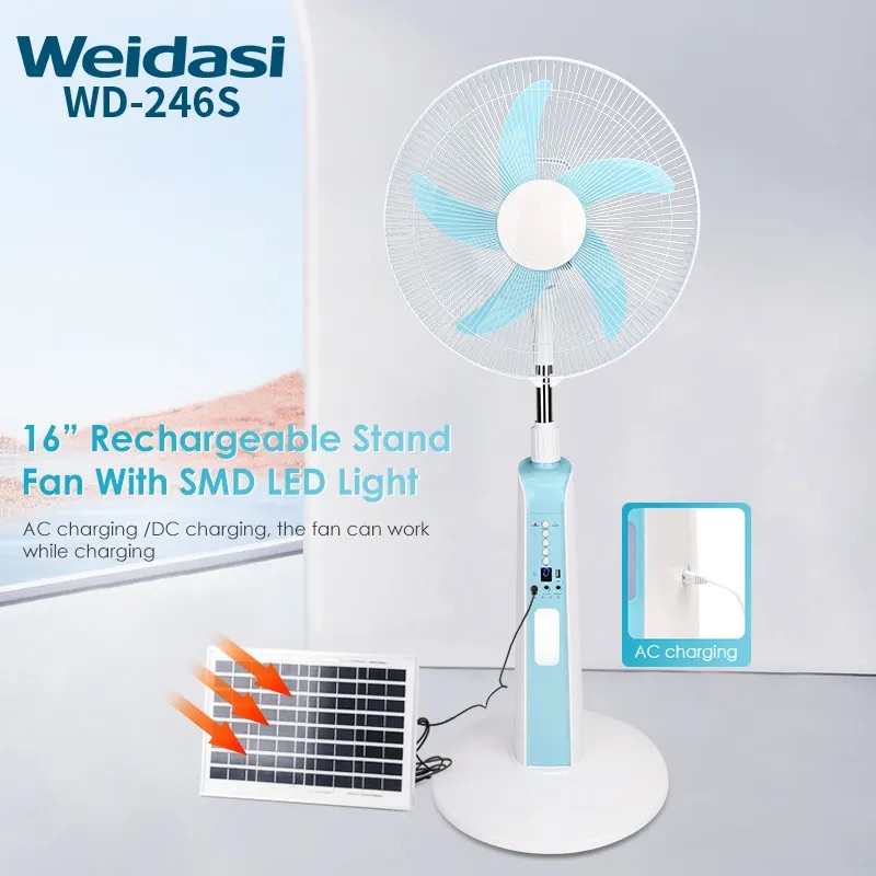 پنکه شارژی خورشیدی ویداسی مدل WEIDASI WD-246S