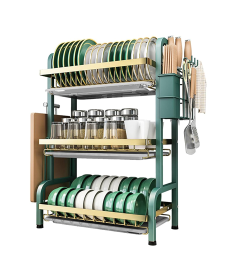 قفسه ظرف چند منظوره 3 لایه R شکل Multifunctional 3 Layer R-Shaped Dish/ Bowl Rack