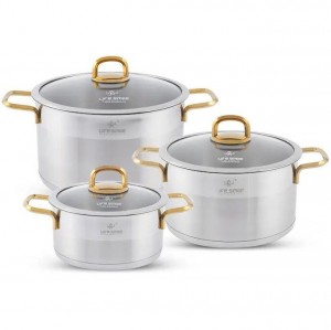 سرویس 6 پارچ قابلمه استیل لایف اسمایل مدل P.12.6