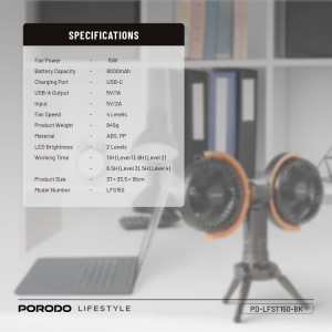 پنکه رومیزی پرودو مدل Dual-Head Oscillating Fan