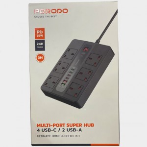 چند راهی تایمر دار پورودو Porodo Multiport hub PD-FECH009-BK
