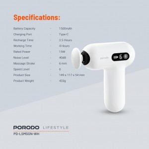 ماساژور تفنگی پرودو مدل porodo active precision massager