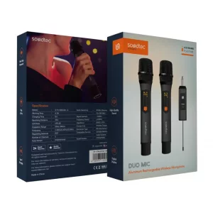 میکروفون بی‌سیم قابل شارژ آلومینیومی مدل Porodo Soundtec Duo Mic