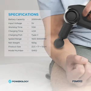 ماساژور تفنگی پاورولورژی مدل Powerology Full-Body Massage Gun PSM02