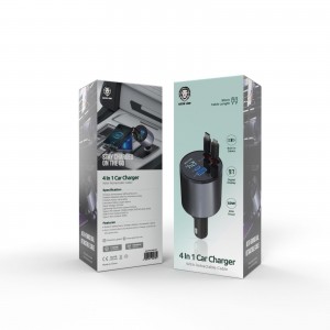 شارژر ماشین 4 کاره با کابل جمع شونده گرین لاین Green 4 IN 1 Car Charger With Retractable Cable
