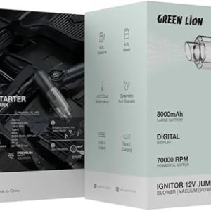 جارو و پاور بانک و جامپ استارتر گرین لاین ایگنیتور  Green Lion Ignitor 12V Jump Starter