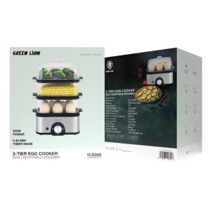 تخم مرغ پز و بخار پز 3 طبقه گرین لاین مدل GL_EC33
