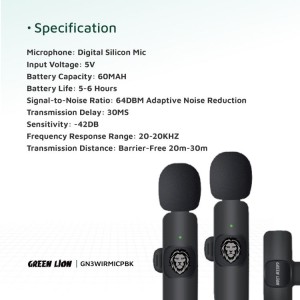 میکروفن وایرلس 3 در 1 گرین لاین مدل Green 3 in 1 Wireless Microphone