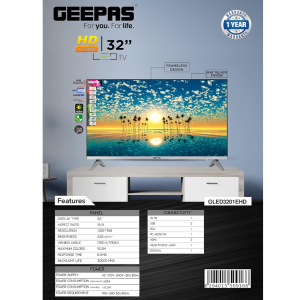 تلویزیون ال ای دی ۳۲ اینچ جیپاس مدل GLED3201EHD