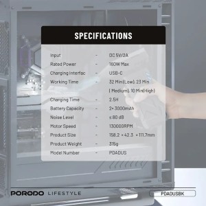 جت فن توربو پرودو مدلPorodo Turboblast Portable Air Blower PDADUS