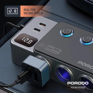 شارژر فندکی خودرو 120 وات پرودو مدل Porodo 120W Car Charger Lighter Socket PDFWCH070