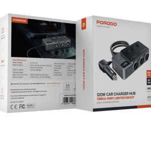 شارژر فندکی خودرو 120 وات پرودو مدل Porodo 120W Car Charger Lighter Socket PDFWCH070