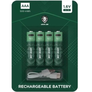 باتری نیم قلمی قابل شارژ گرین لاین مدل Green Lion Rechargeable Battery AAA 500mWh