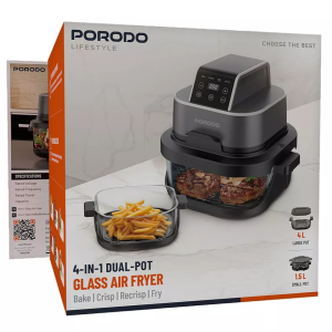 سرخ کن 4 کاره پرودو Porodo 4 in 1 Dual-Pot Glass Air Fryer PDAF532T