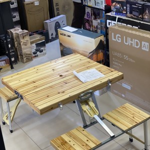 میز و صندلی تاشو الومینیومی چوبی بالکنی مدل Wooden