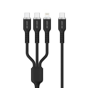 کابل سیلیکونی 3 در 1 گرین لاین مدل GN3IN1SICABK