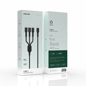 کابل سیلیکونی 3 در 1 گرین لاین مدل GN3IN1SICABK